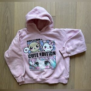 Zara Pink Cartoon Graphic Hoodie Sweatshirt